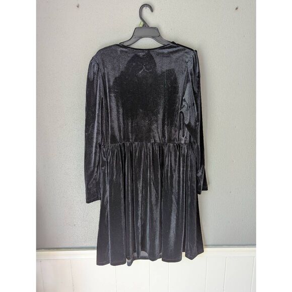 Ava & Viv 1X navy blue velvet dress with flower applique - Picture 7 of 8